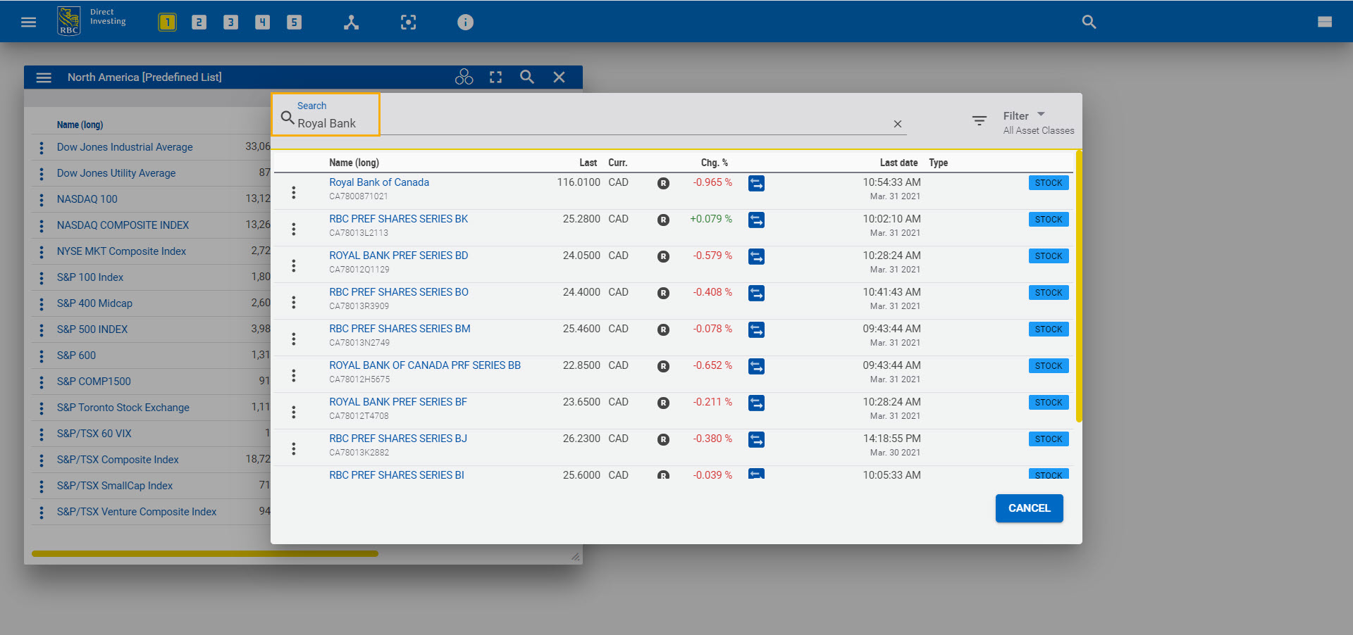Entering company name in dashboard search box. 